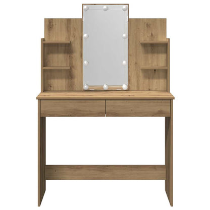 vidaXL Dressing Table with LED Lights Artisan Oak 96x40x142 cm