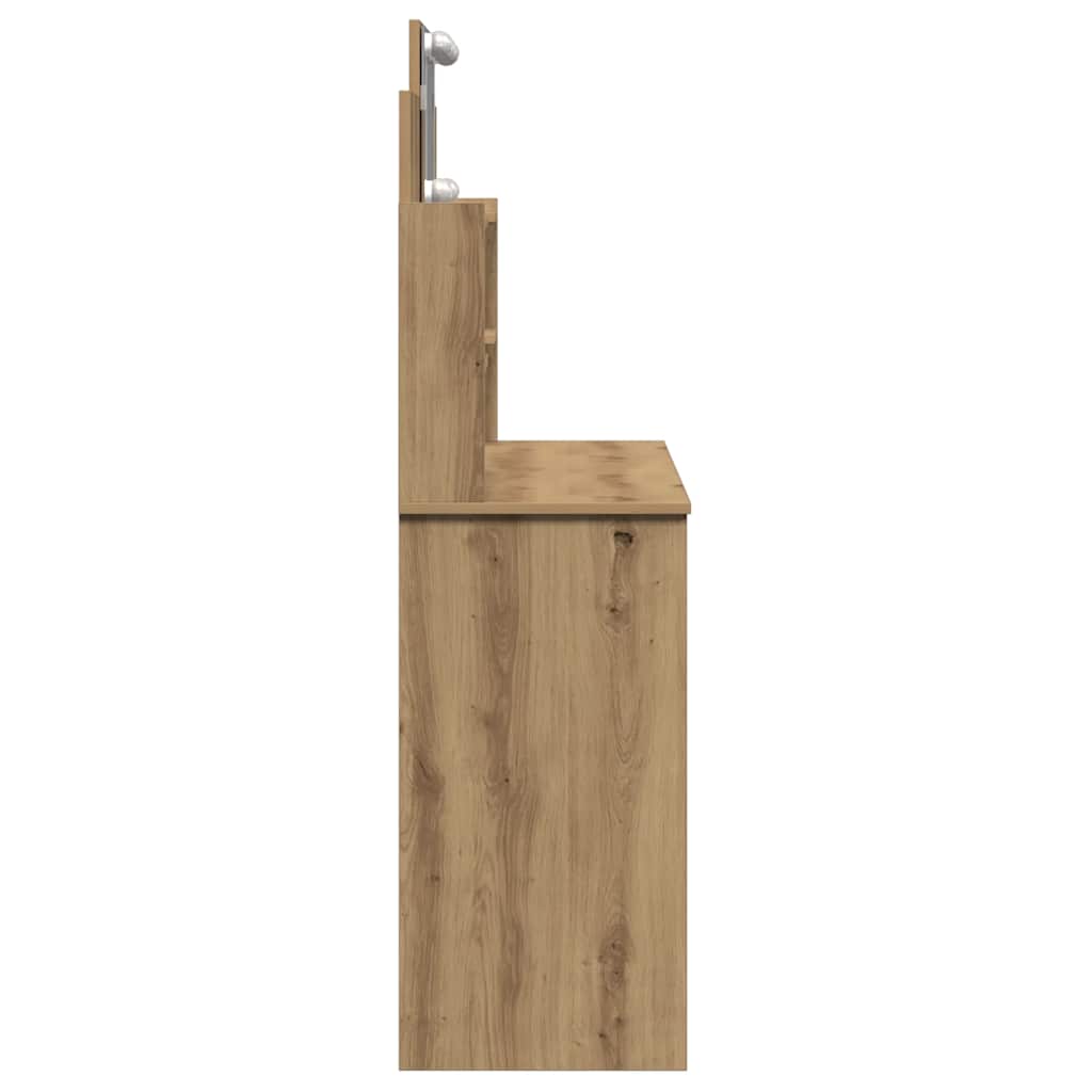 vidaXL Dressing Table with LED Lights Artisan Oak 96x40x142 cm