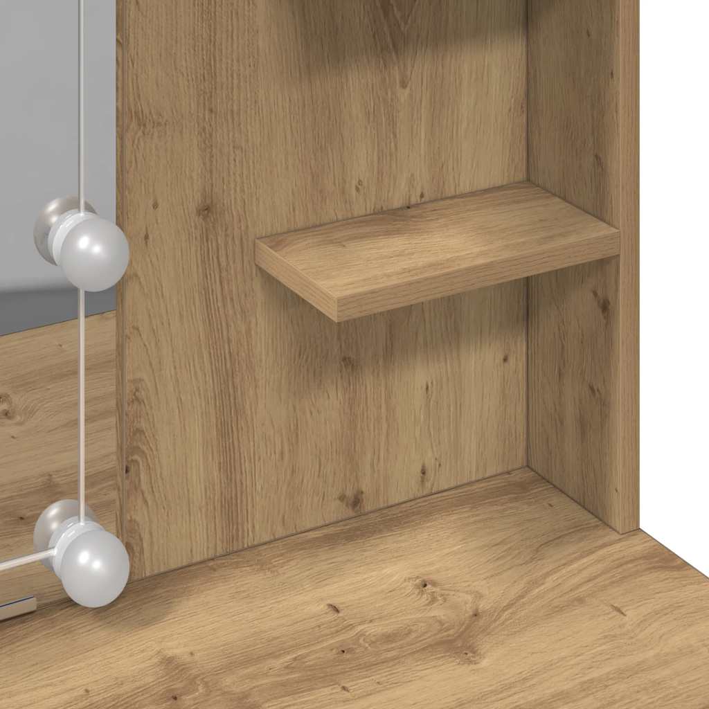 vidaXL Dressing Table with LED Lights Artisan Oak 96x40x142 cm