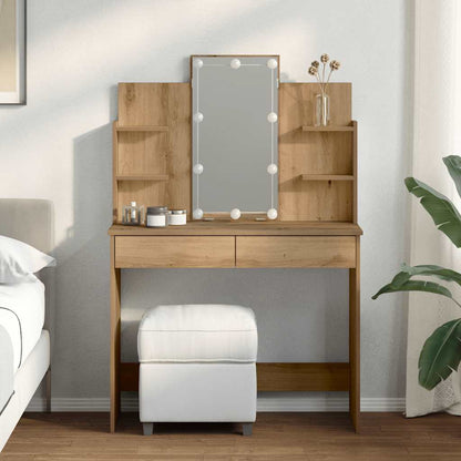 vidaXL Dressing Table with LED Lights Artisan Oak 96x40x142 cm