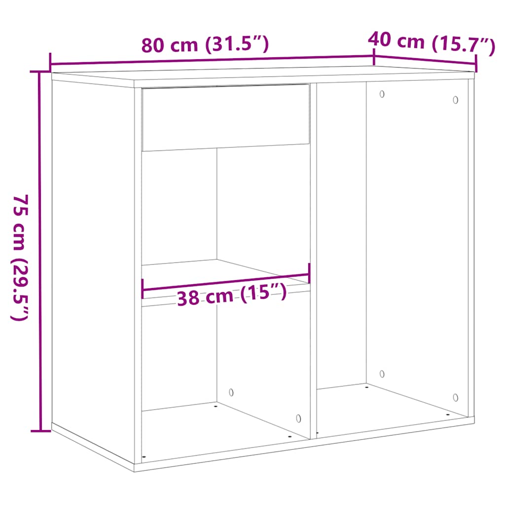 vidaXL Cosmetic Cabinet Old Wood 80x40x75 cm Engineered Wood