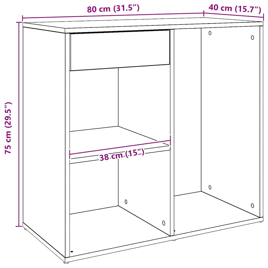 vidaXL Cosmetic Cabinet Artisan Oak 80x40x75 cm Engineered Wood