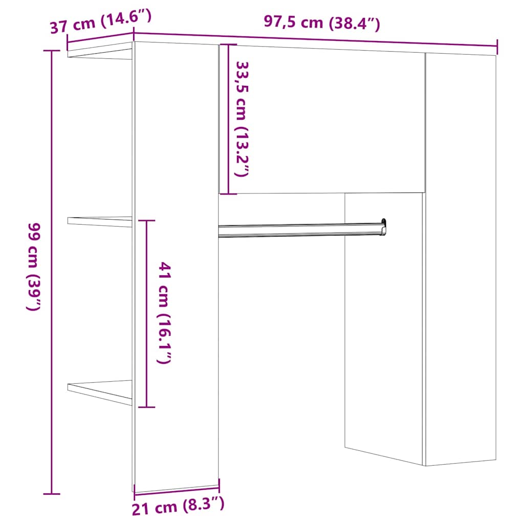 vidaXL Hallway Cabinet Old Wood 97.5x37x99 cm Engineered Wood