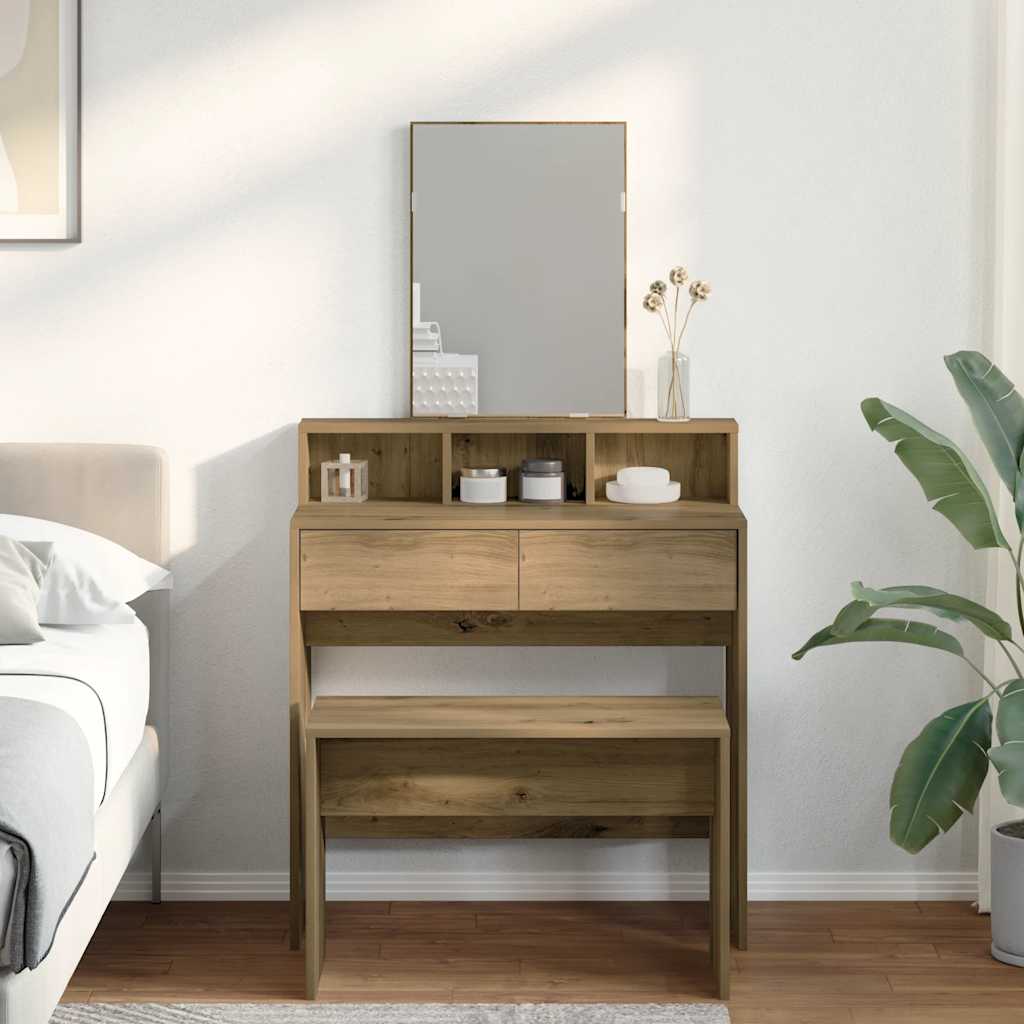 vidaXL Dressing Stool Artisan Oak 70x35x45 cm Engineered Wood