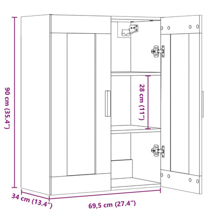 vidaXL Hanging Wall Cabinet Old Wood 69,5x34x90 cm