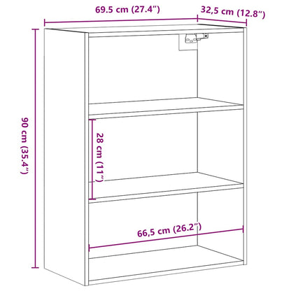 vidaXL Hanging Wall Cabinet Old Wood 69,5x32,5x90 cm