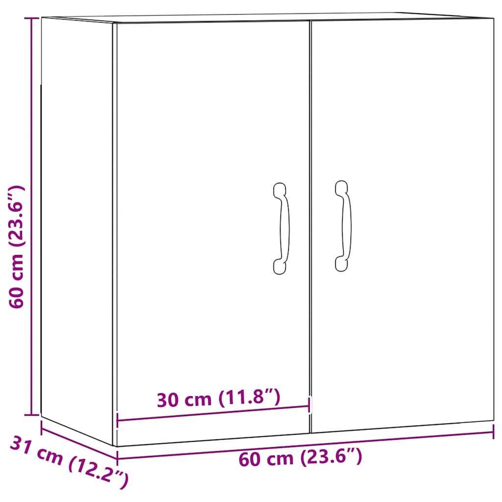 vidaXL Wall Cabinet Artisan Oak 60x31x60 cm Engineered Wood