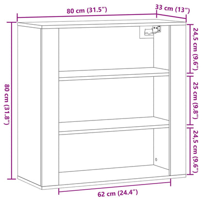 vidaXL Wall Cabinet Old Wood 80x33x80 cm Engineered Wood
