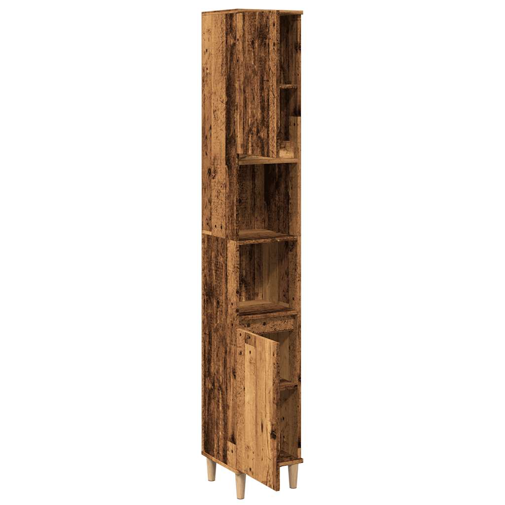 vidaXL Bathroom Cabinet Old Wood 30x30x190 cm Engineered Wood