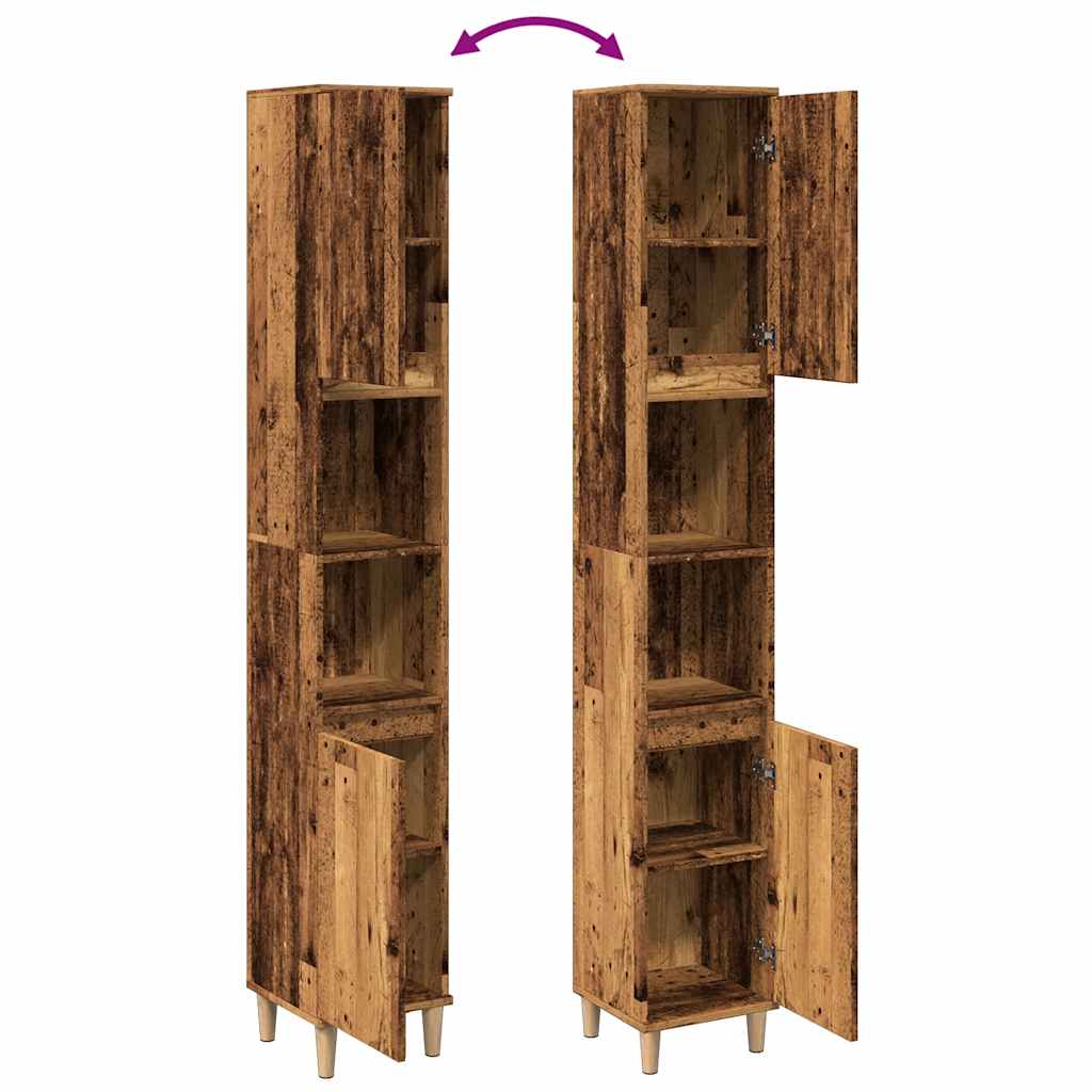 vidaXL Bathroom Cabinet Old Wood 30x30x190 cm Engineered Wood