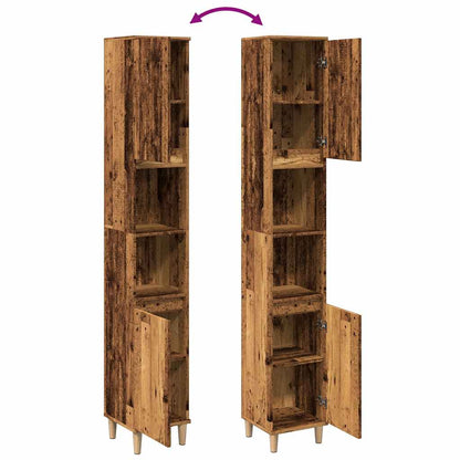 vidaXL Bathroom Cabinet Old Wood 30x30x190 cm Engineered Wood