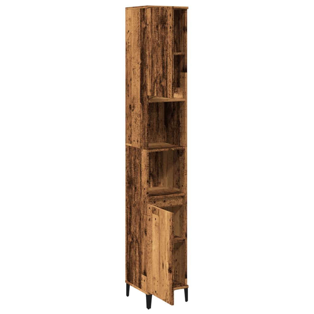vidaXL Bathroom Cabinet Old Wood 30x30x190 cm Engineered Wood