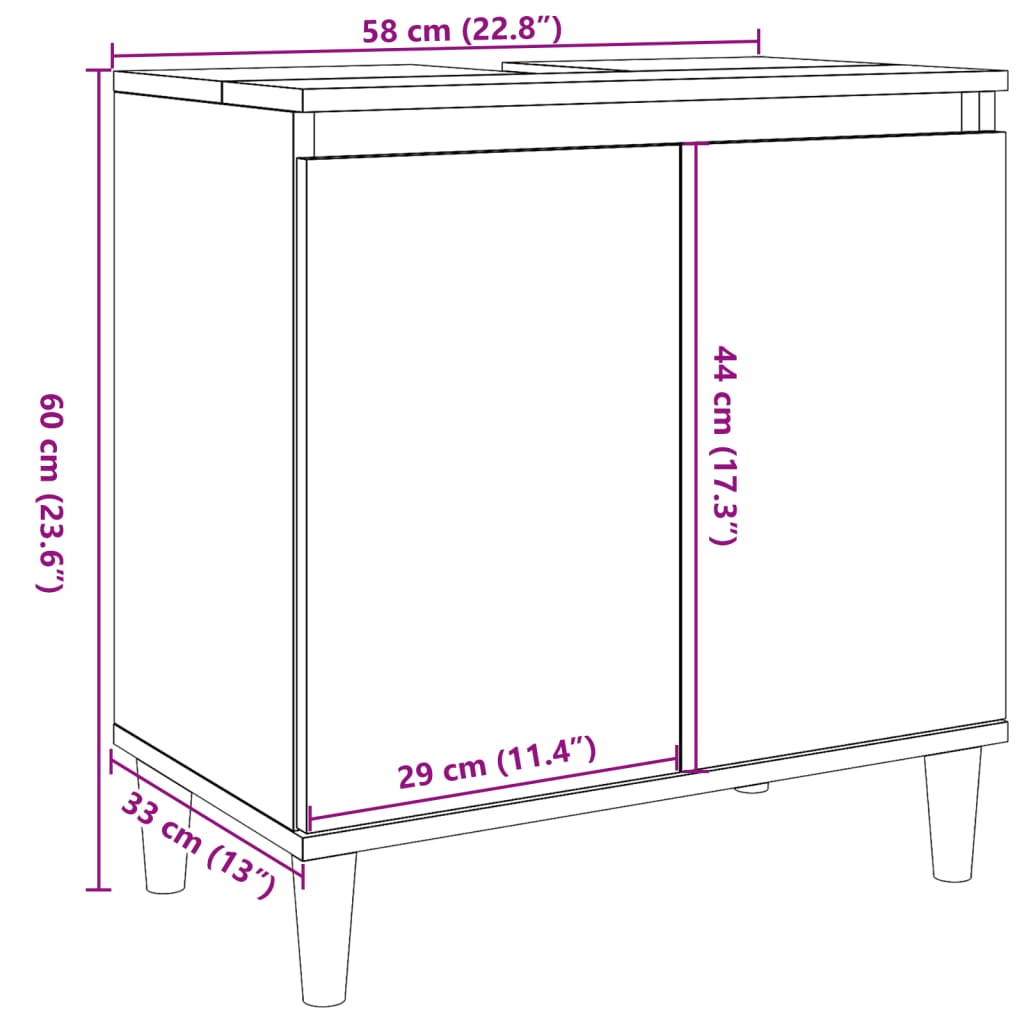 vidaXL Sink Cabinet Concrete Grey 58x33x60 cm Engineered Wood