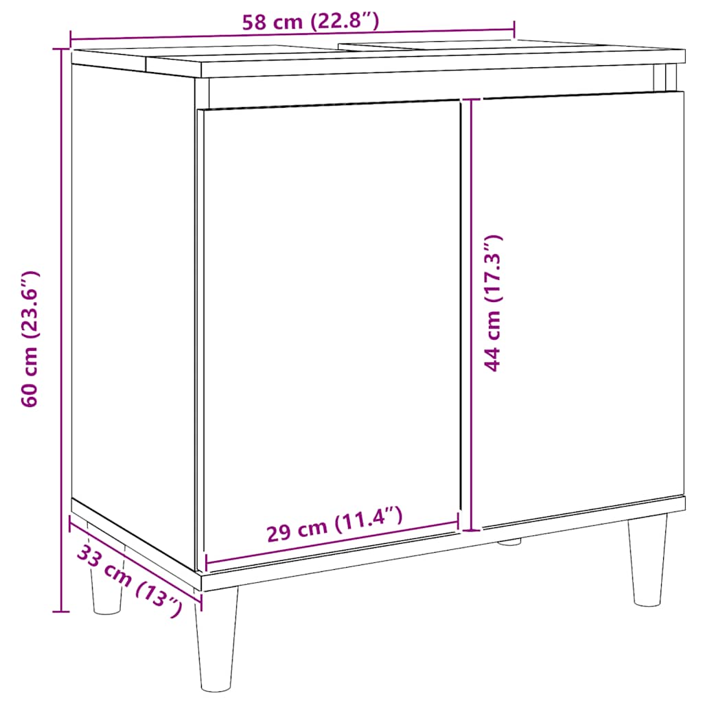 vidaXL Sink Cabinet Artisan Oak 58x33x60 cm Engineered Wood