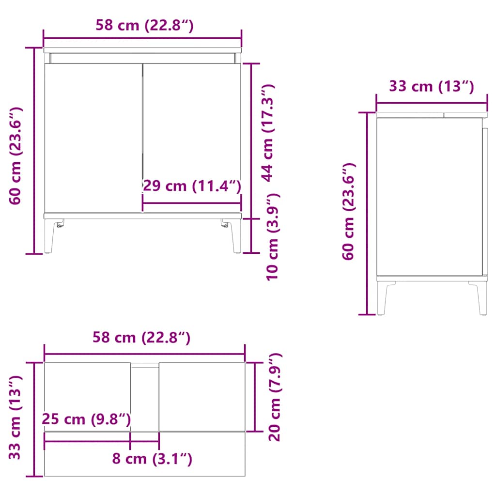 vidaXL Sink Cabinet Old Wood 58x33x60 cm Engineered Wood
