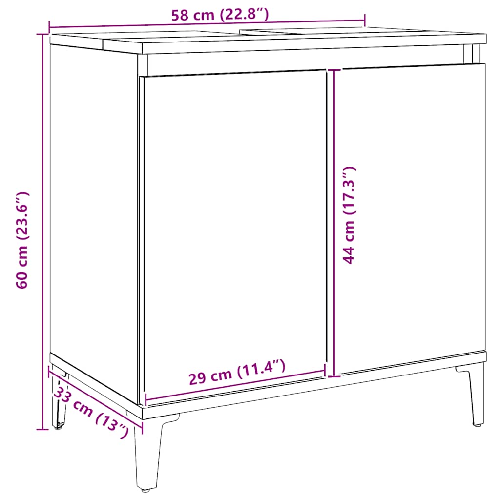 vidaXL Sink Cabinet Artisan Oak 58x33x60 cm Engineered Wood