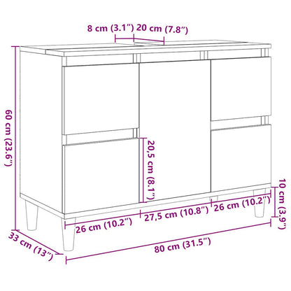 vidaXL Sink Cabinet Concrete Grey 80x33x60 cm Engineered Wood