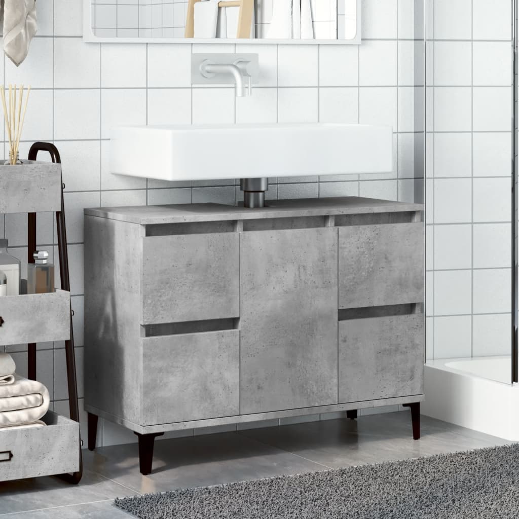 vidaXL Sink Cabinet Concrete Grey 80x33x60 cm Engineered Wood