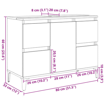 vidaXL Sink Cabinet Concrete Grey 80x33x60 cm Engineered Wood