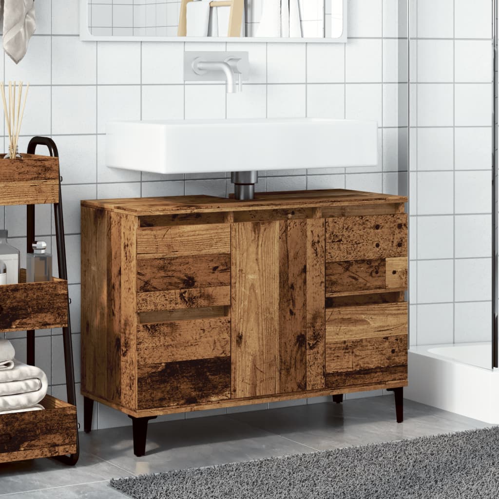 vidaXL Sink Cabinet Old Wood 80x33x60 cm Engineered Wood