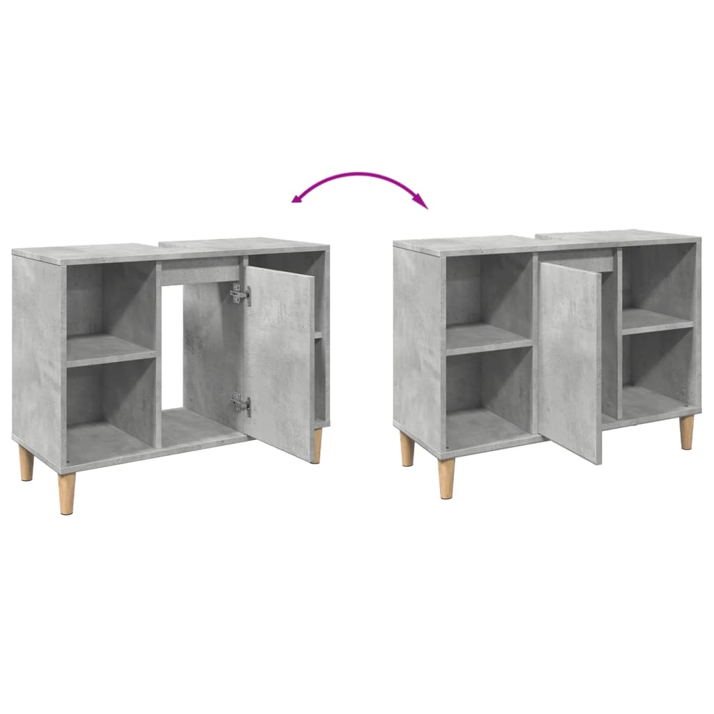 vidaXL Bathroom Cabinet Concrete Grey 80x33x60 cm Engineered Wood