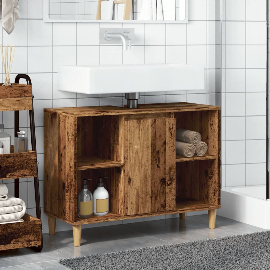 vidaXL Bathroom Cabinet Old Wood 80x33x60 cm Engineered Wood