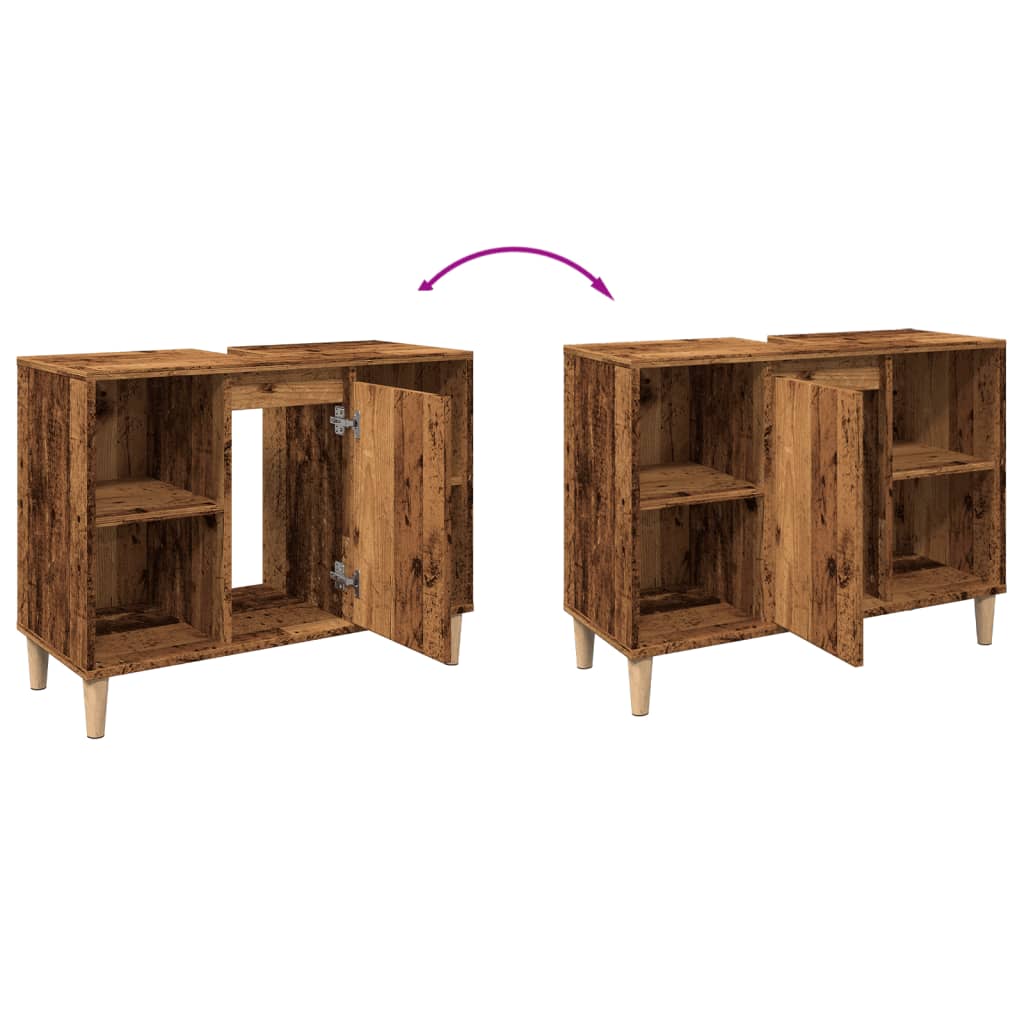 vidaXL Bathroom Cabinet Old Wood 80x33x60 cm Engineered Wood