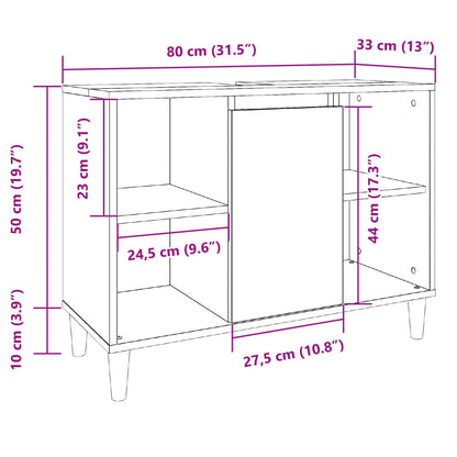 vidaXL Bathroom Cabinet Old Wood 80x33x60 cm Engineered Wood