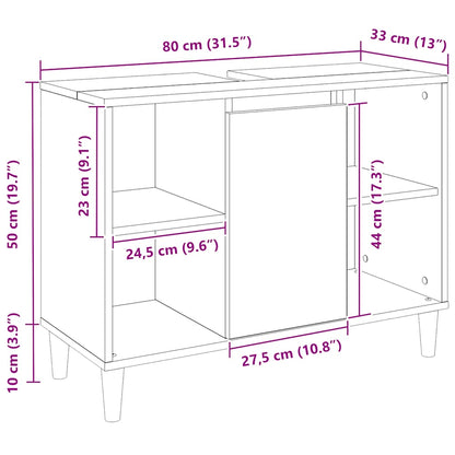 vidaXL Bathroom Cabinet Artisian Oak 80x33x60 cm Engineered Wood
