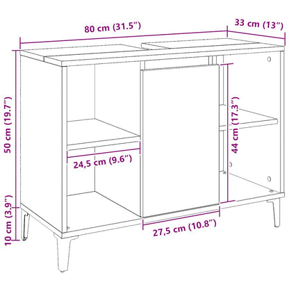 vidaXL Sink Cabinet Artisan Oak 80x33x60 cm Engineered Wood