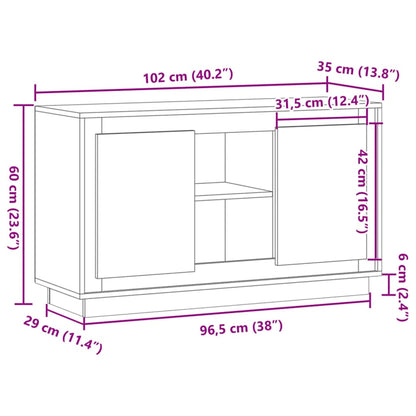 vidaXL Sideboard Artisan Oak 102x35x55 cm Engineered Wood