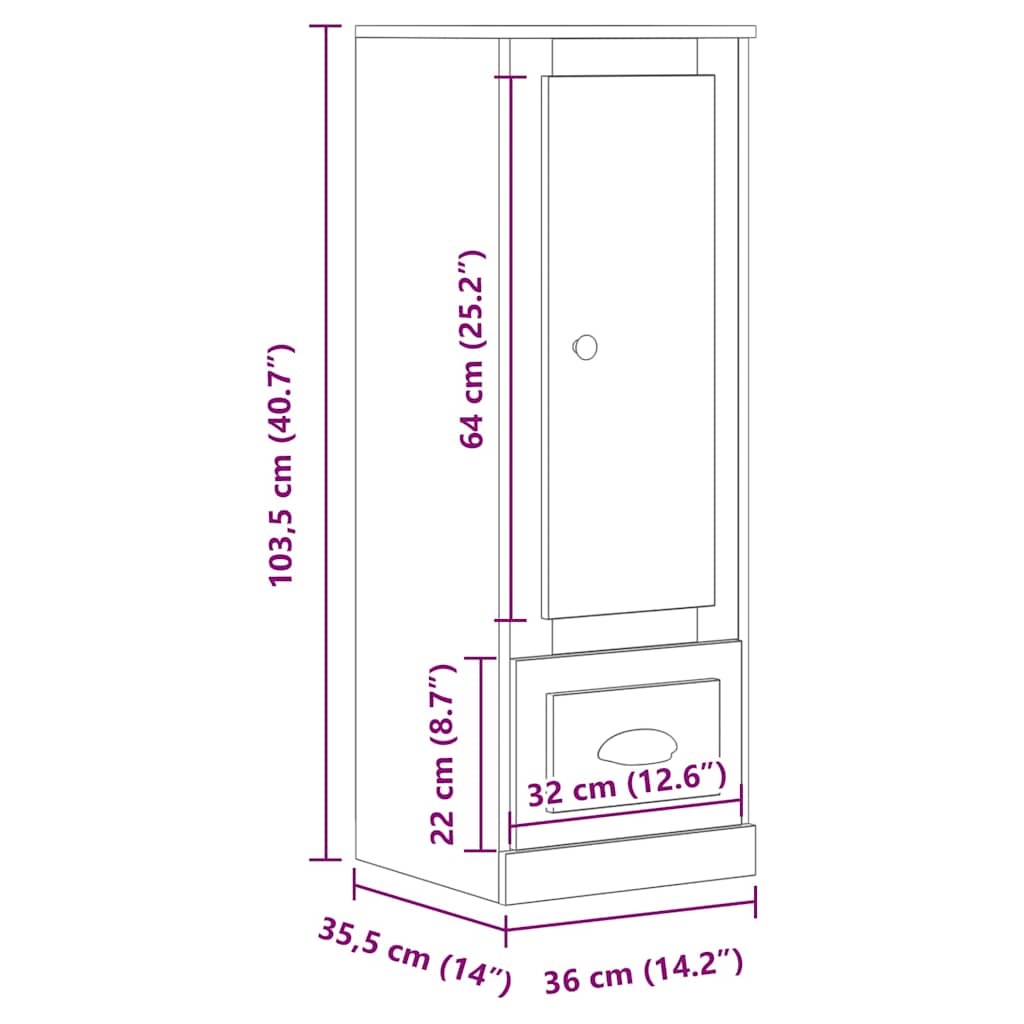 vidaXL Highboard Artisian Oak 36x35,5x103,5 cm Engineered Wood
