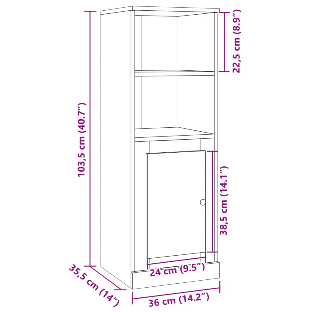 vidaXL Highboard Old Wood 36x35.5x103.5 cm Engineered Wood