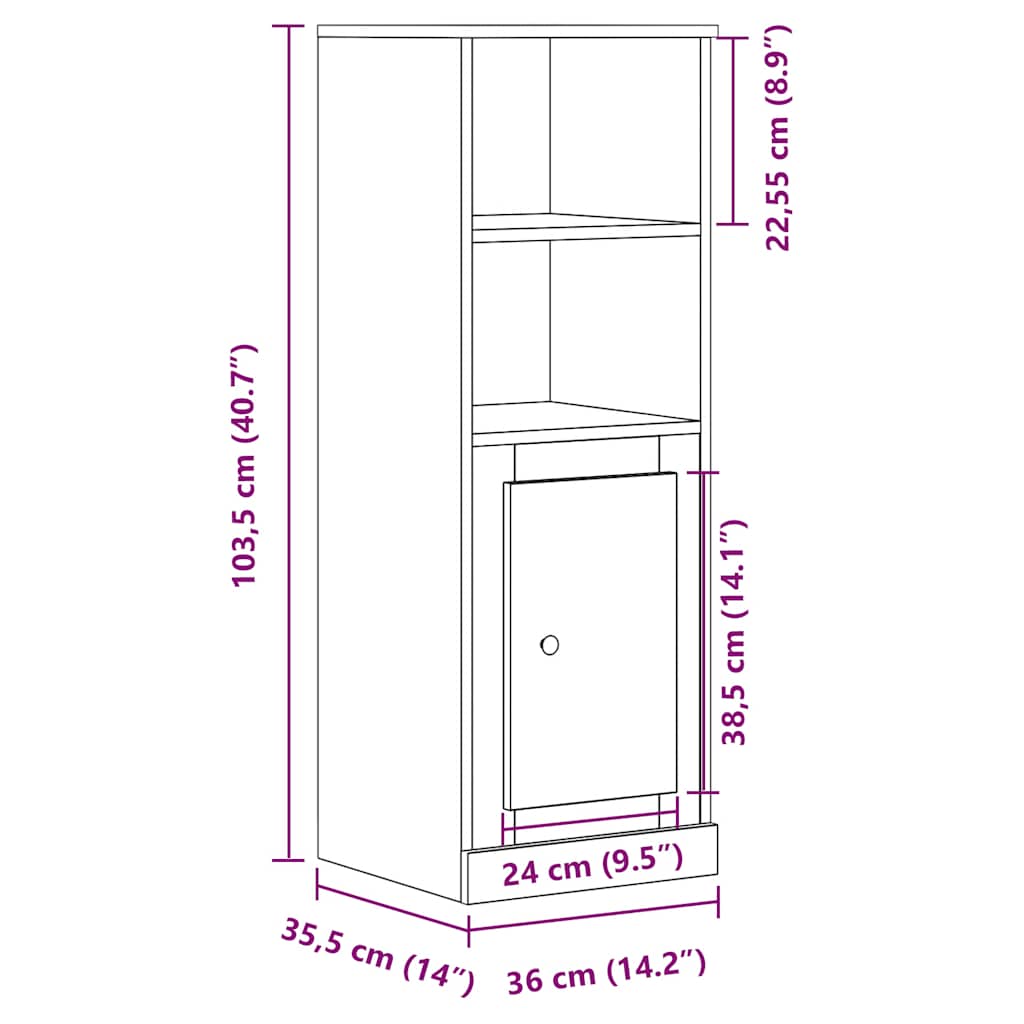 vidaXL Highboard Artisian Oak 36x35.5x103.5 cm Engineered Wood