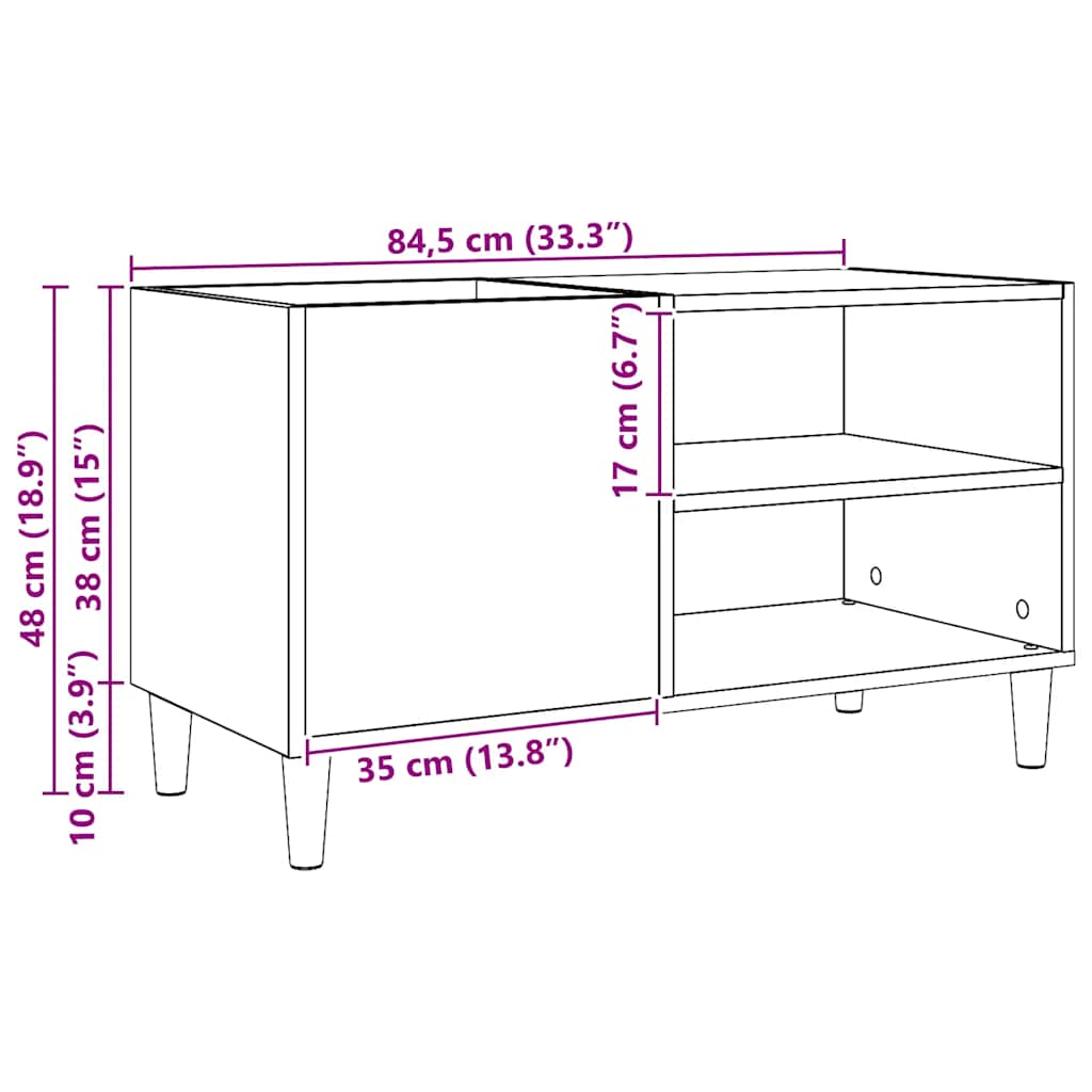 vidaXL Record Cabinet Artisan Oak 84,5x38x48 cm Engineered Wood