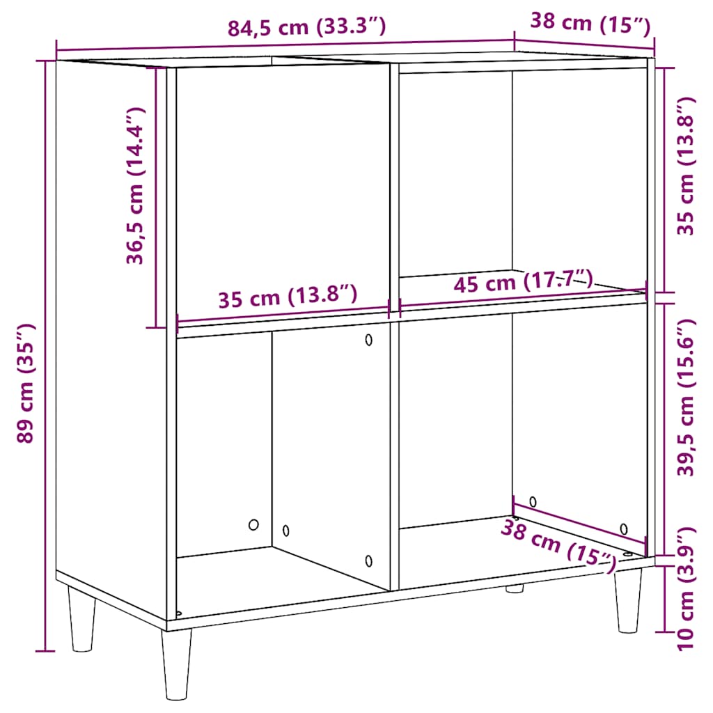vidaXL Record Cabinet Artisan Oak 84.5x38x89 cm Engineered Wood