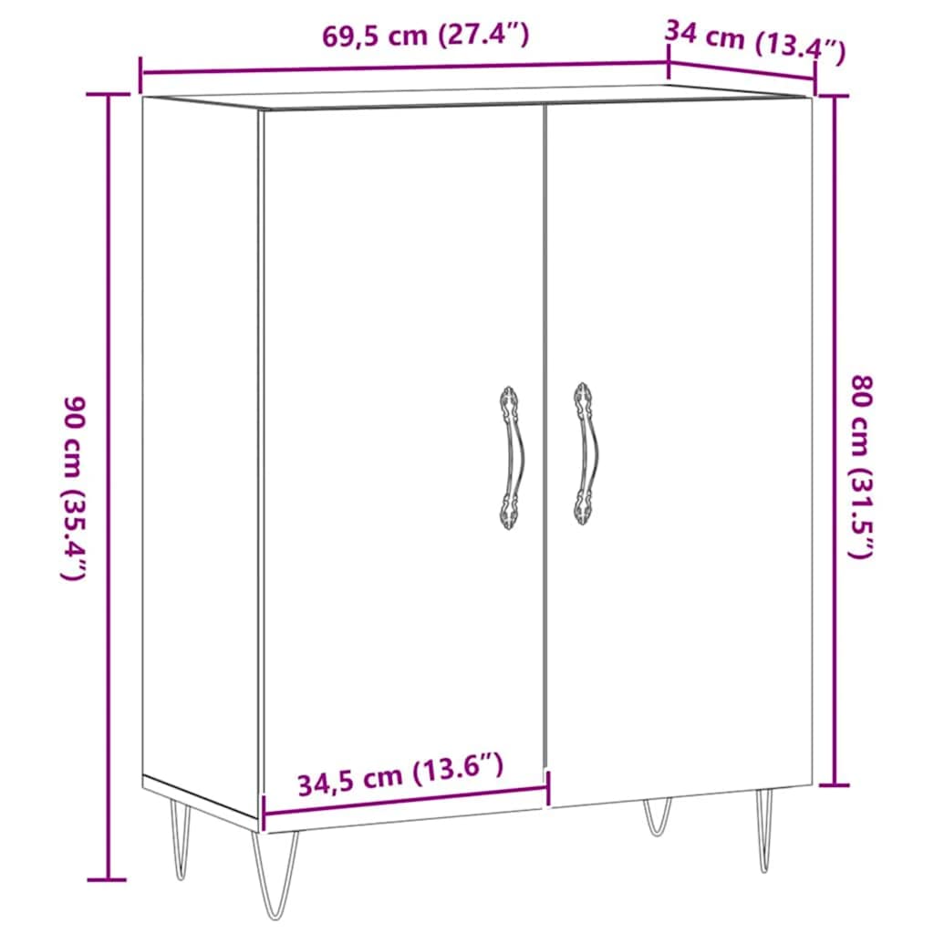 vidaXL Sideboard Artisan Oak 69,5x34x90 cm Engineered Wood