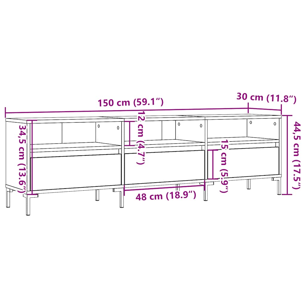vidaXL TV Cabinet Old Wood 150x30x44.5 cm Engineered Wood