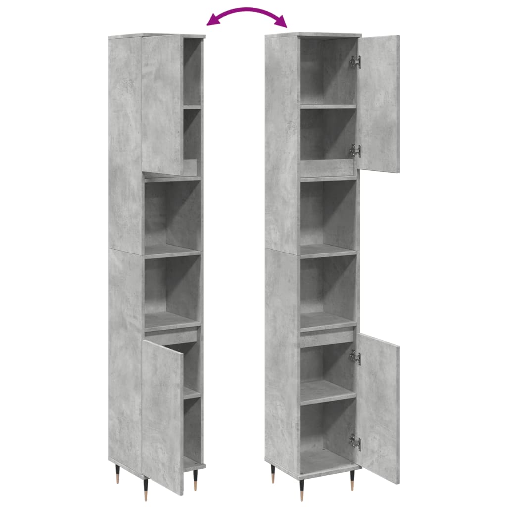 vidaXL Bathroom Cabinet Concrete Grey 30x30x190 cm Engineered Wood
