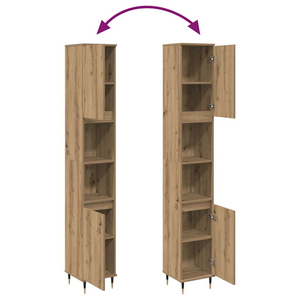 vidaXL Bathroom Cabinet Artisan Oak 30x30x190 cm Engineered Wood