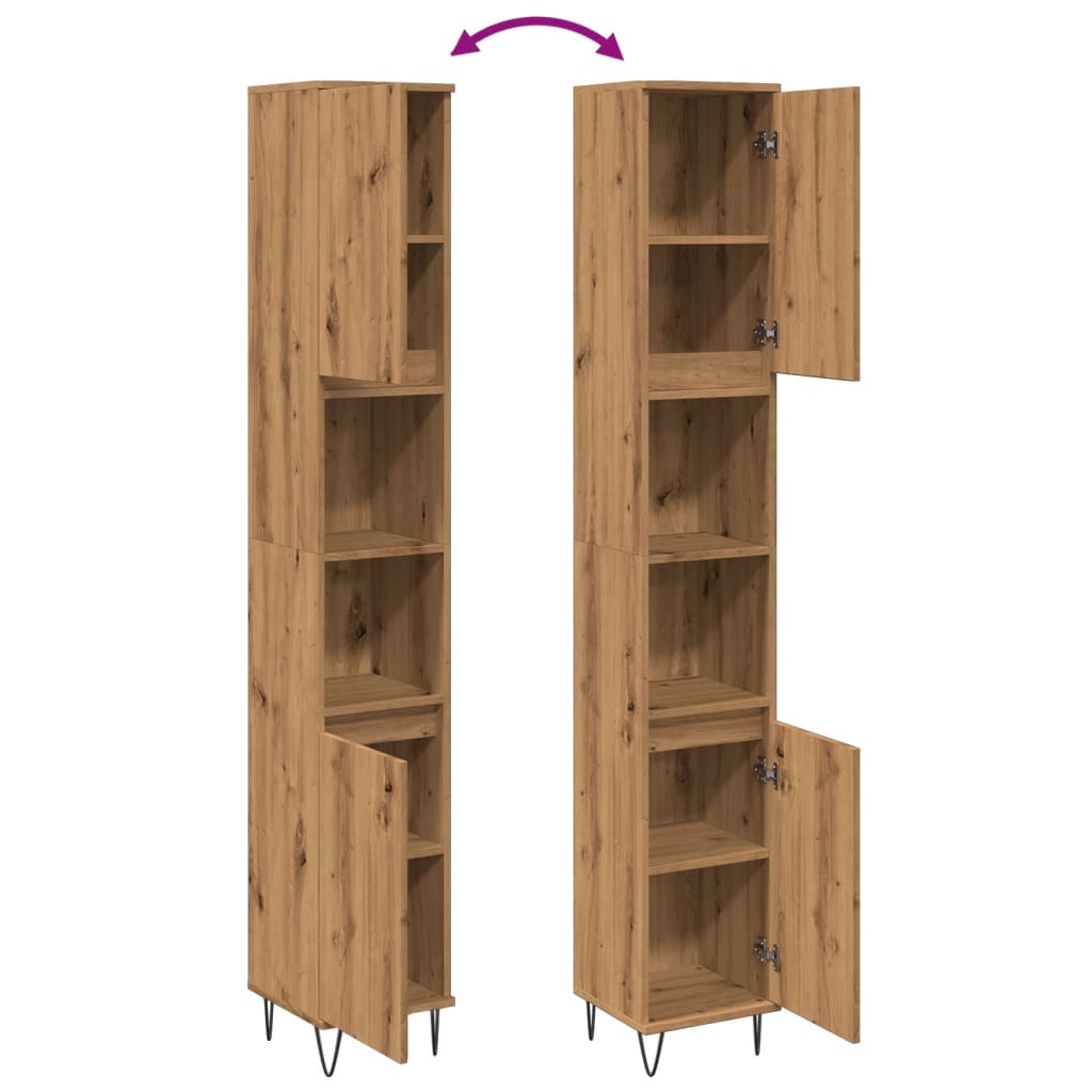 vidaXL Bathroom Cabinet Artisan Oak 30x30x190 cm Engineered Wood