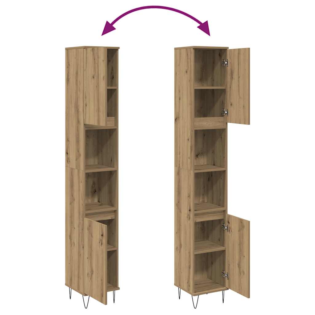vidaXL Bathroom Cabinet Artisan Oak 30x30x190 cm Engineered Wood