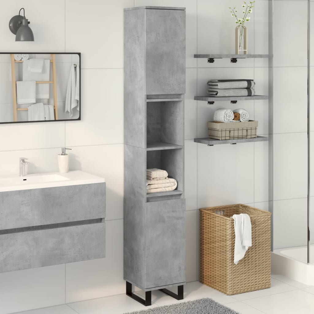 vidaXL Bathroom Cabinet Concrete Grey 30x30x190 cm Engineered Wood