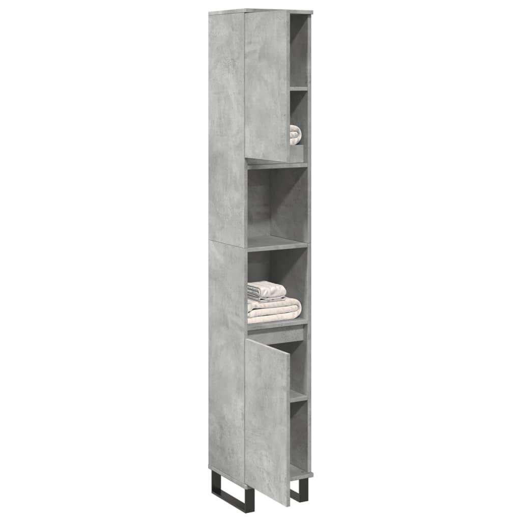 vidaXL Bathroom Cabinet Concrete Grey 30x30x190 cm Engineered Wood