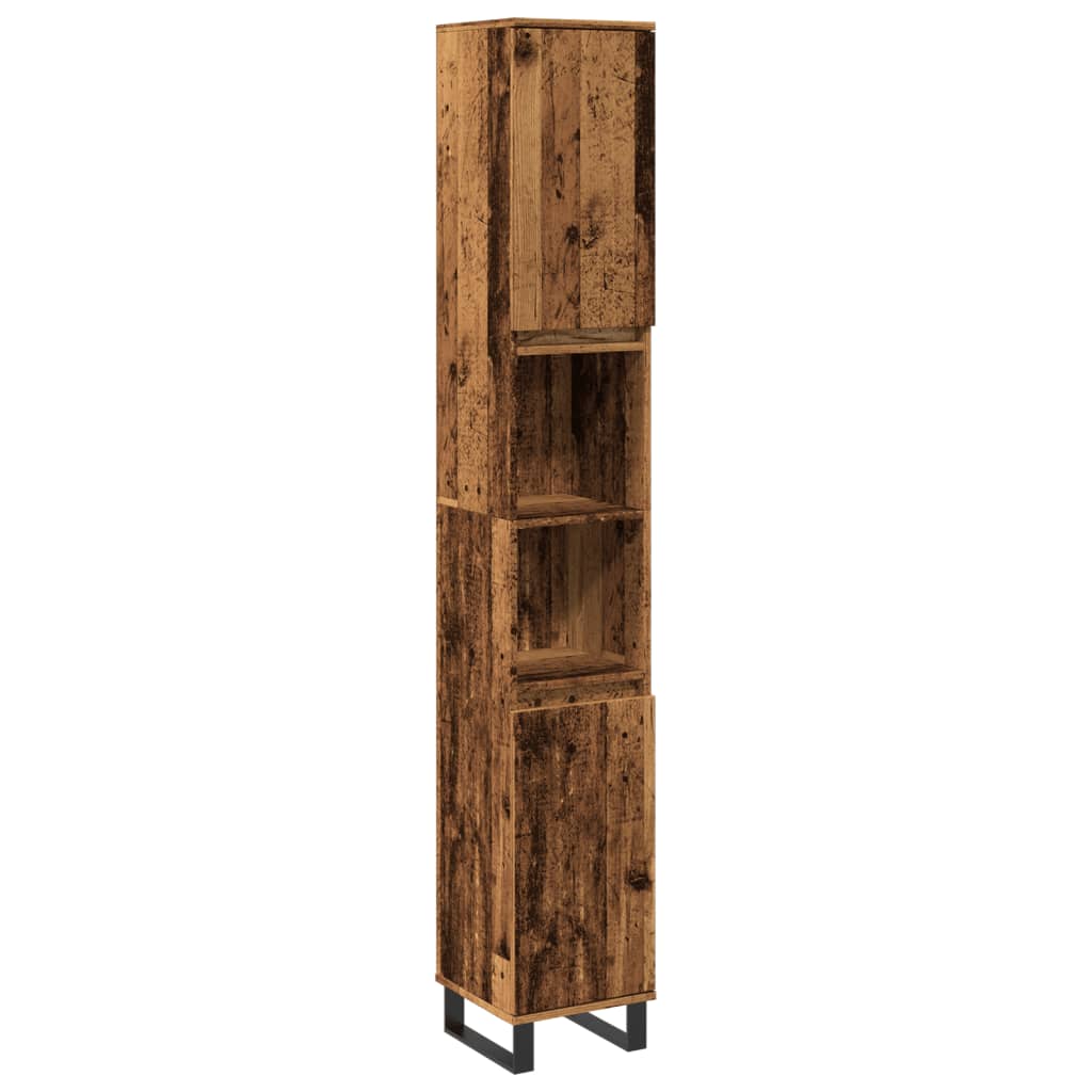 vidaXL Bathroom Cabinet Old Wood 30x30x190 cm Engineered Wood
