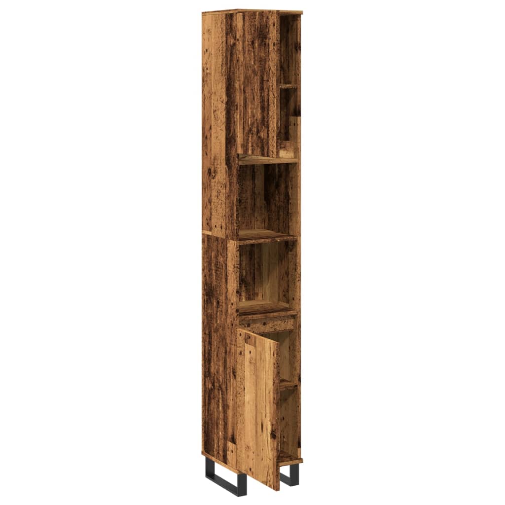 vidaXL Bathroom Cabinet Old Wood 30x30x190 cm Engineered Wood