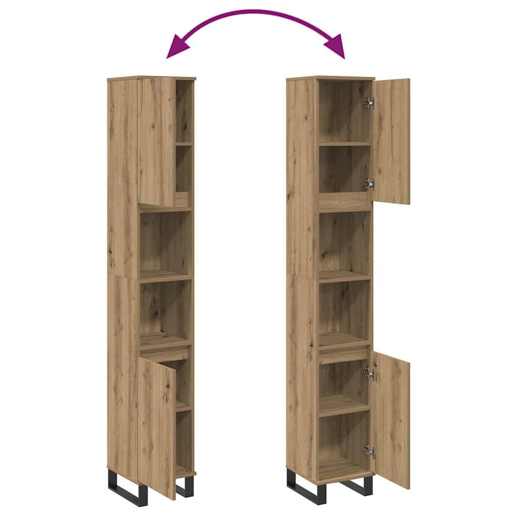 vidaXL Bathroom Cabinet Artisan Oak 30x30x190 cm Engineered Wood