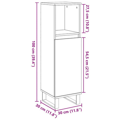 vidaXL Bathroom Cabinet Concrete Grey 30x30x100 cm Engineered Wood
