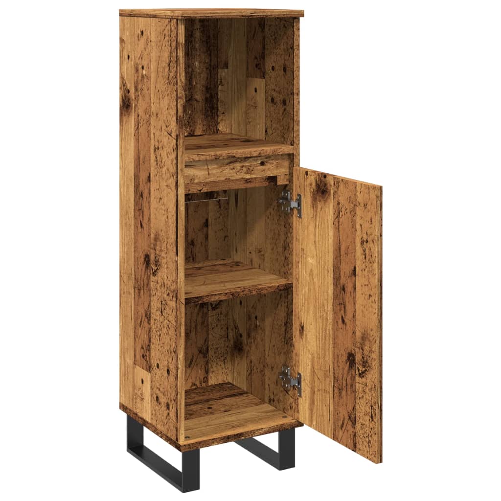 vidaXL Bathroom Cabinet Old Wood 30x30x100 cm Engineered Wood