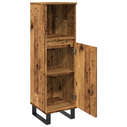 vidaXL Bathroom Cabinet Old Wood 30x30x100 cm Engineered Wood